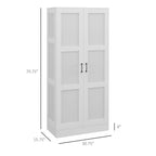 Meuble de rangement haut de 180 cm avec étagères amovibles, armoire de garde-manger de style moderne avec portes à fermeture douce, blanc