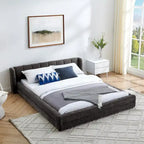 Lit plateforme rembourré Queen Size avec tissu chenille épais, cadre et tête de lit solides, GRIS FONCÉ