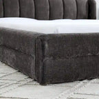 Lit plateforme rembourré Queen Size avec tissu chenille épais, cadre et tête de lit solides, GRIS FONCÉ