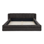 Lit plateforme rembourré Queen Size avec tissu chenille épais, cadre et tête de lit solides, GRIS FONCÉ