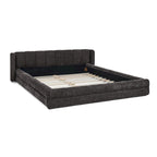 Lit plateforme rembourré Queen Size avec tissu chenille épais, cadre et tête de lit solides, GRIS FONCÉ