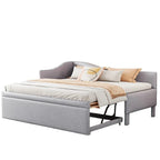 Lit de repos capitonné en forme de L, format simple, avec lit gigogne escamotable