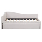 Lit de repos capitonné en forme de L, format simple, avec lit gigogne escamotable
