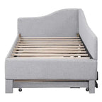 Lit de repos capitonné en forme de L, format simple, avec lit gigogne escamotable