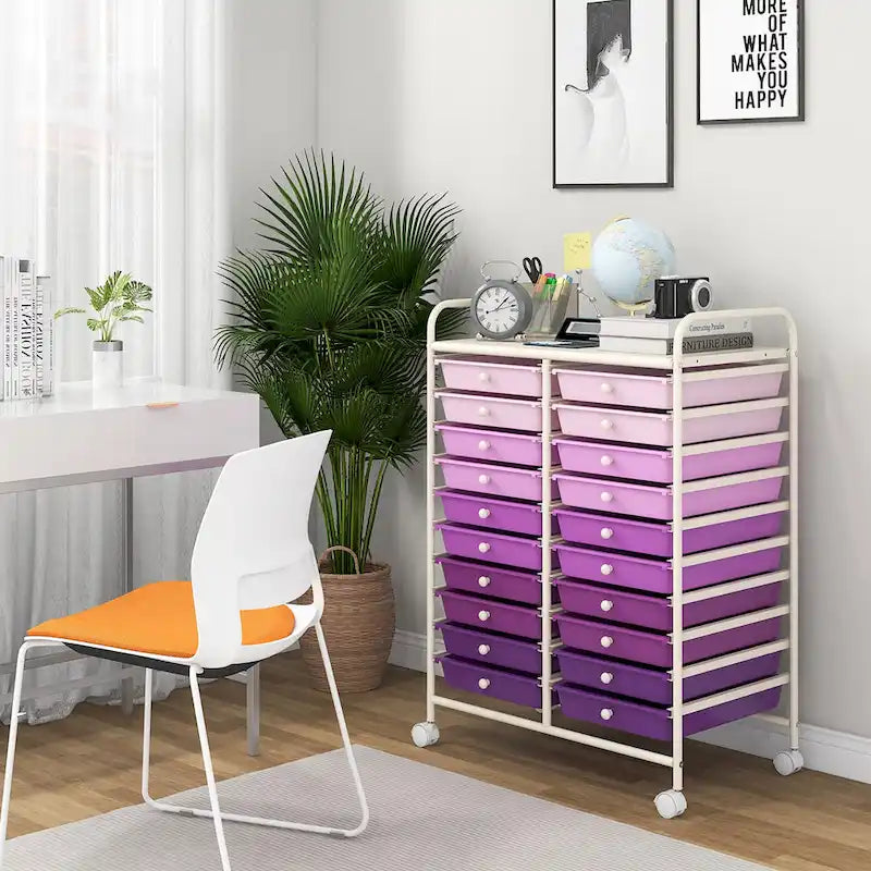 Chariot de rangement roulant à 20 tiroirs, Organisateur d'art et d'artisanat sur roues