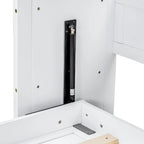 Lit escamotable Twin XL avec bureau et lumière LED, cadre en bois massif avec station de recharge USB, pour petits espaces et bureaux à domicile