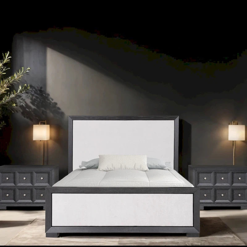 Lit capitonné en tissu en bois massif Durem II Modern Classic