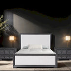 Lit capitonné en tissu en bois massif Durem II Modern Classic
