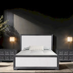 Lit capitonné en tissu en bois massif Durem II Modern Classic