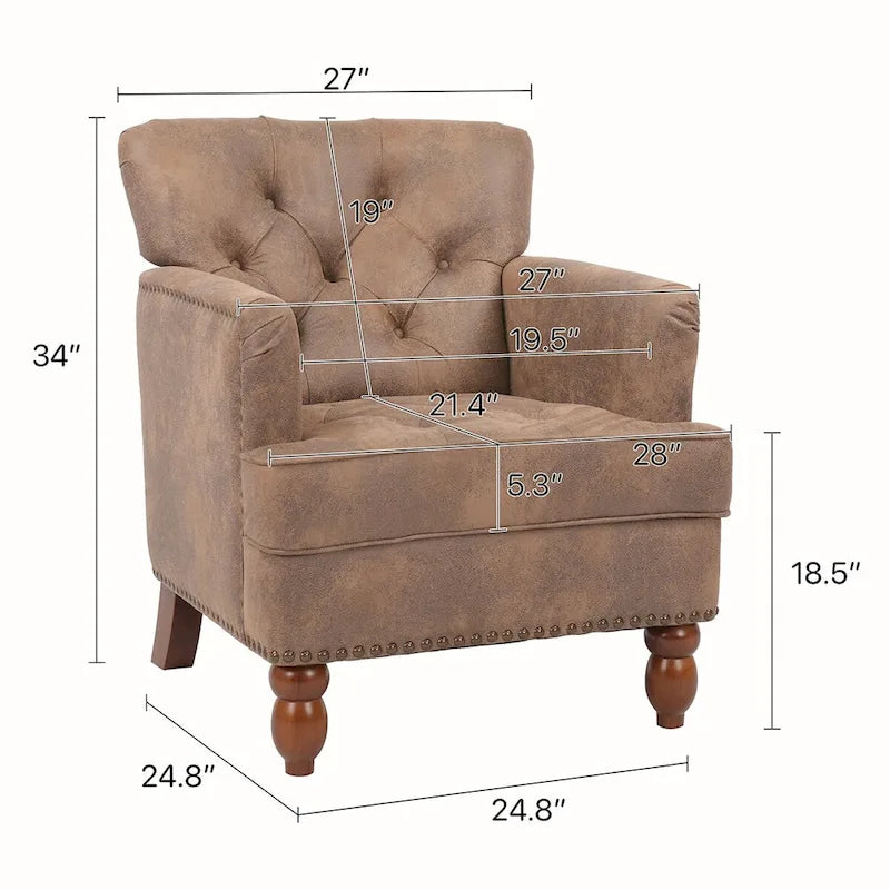 Fauteuil club en suédine avec pieds en bois