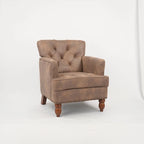 Fauteuil club en suédine avec pieds en bois