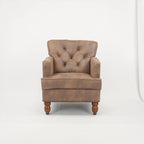 Fauteuil club en suédine avec pieds en bois