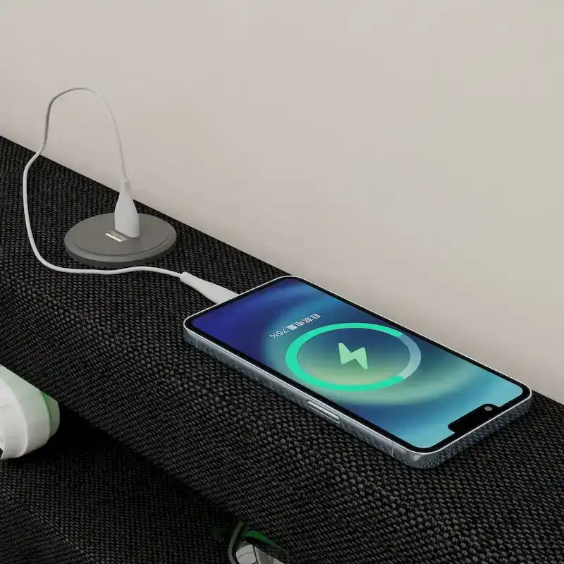 Lit plateforme queen size gris foncé avec 4 tiroirs de rangement, USB et lumières LED
