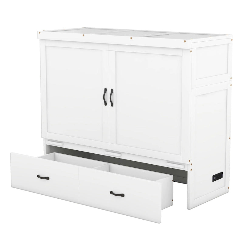 Lit escamotable Full Pine Murphy avec ports USB et tiroir
