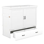 Lit escamotable Full Pine Murphy avec ports USB et tiroir