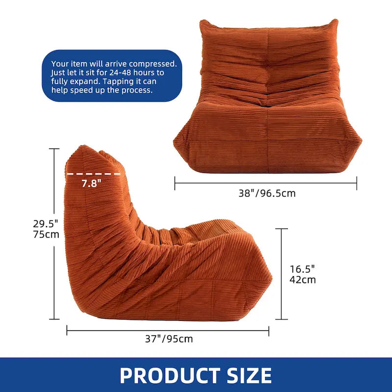 Fauteuil poire avec mousse à mémoire de forme, canapé de sol paresseux pour adultes et enfants