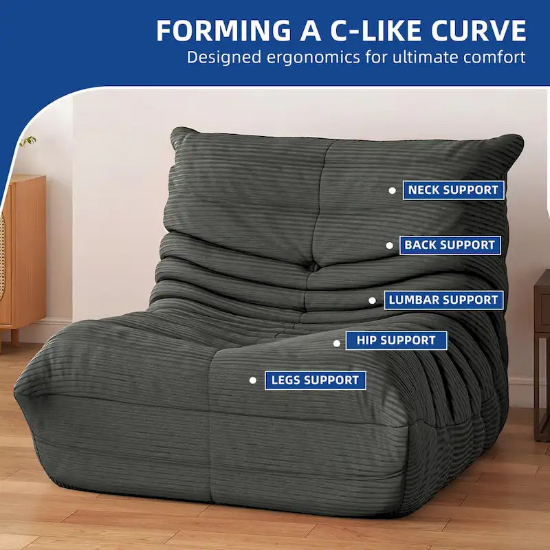Fauteuil poire avec mousse à mémoire de forme, canapé de sol paresseux pour adultes et enfants
