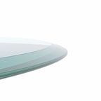 Dessus de table rond en verre trempé, verre clair à bord biseauté poli et épais