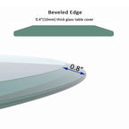 Dessus de table rond en verre trempé, verre clair à bord biseauté poli et épais