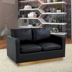   Nervo Modern Leather Loveseat With Gold Base & Cushions - 55.9