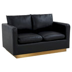 Causeuse en cuir moderne Nervo avec base et coussins dorés - 55.9