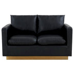Causeuse en cuir moderne Nervo avec base et coussins dorés - 55.9
