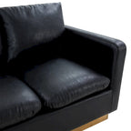 Causeuse en cuir moderne Nervo avec base et coussins dorés - 55.9