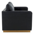 Causeuse en cuir moderne Nervo avec base et coussins dorés - 55.9