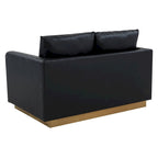 Causeuse en cuir moderne Nervo avec base et coussins dorés - 55.9