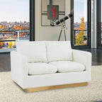 Causeuse en cuir moderne Nervo avec base et coussins dorés - 55.9