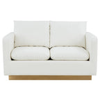 Causeuse en cuir moderne Nervo avec base et coussins dorés - 55.9