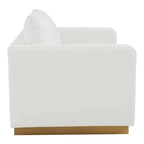 Causeuse en cuir moderne Nervo avec base et coussins dorés - 55.9