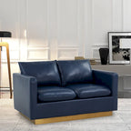 Causeuse en cuir moderne Nervo avec base et coussins dorés - 55.9