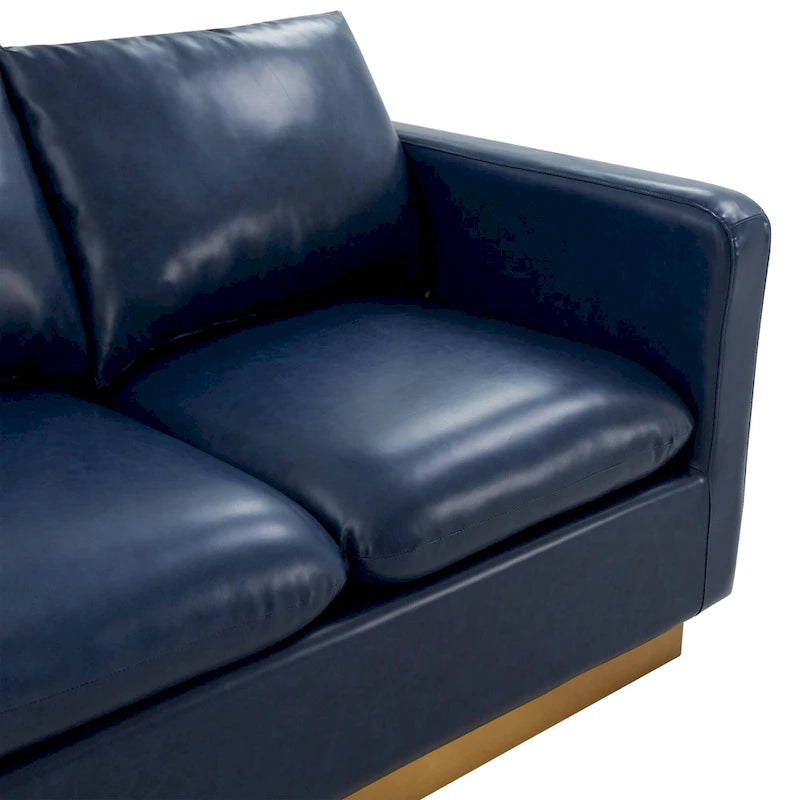 Causeuse en cuir moderne Nervo avec base et coussins dorés - 55.9