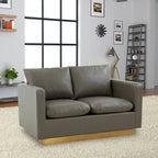 Causeuse en cuir moderne Nervo avec base et coussins dorés - 55.9
