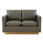 Causeuse en cuir moderne Nervo avec base et coussins dorés - 55.9