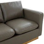 Causeuse en cuir moderne Nervo avec base et coussins dorés - 55.9