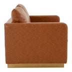 Causeuse en cuir moderne Nervo avec base et coussins dorés - 55.9