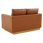 Causeuse en cuir moderne Nervo avec base et coussins dorés - 55.9