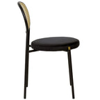 Lot de 4 chaises de salle à manger modernes avec dossier en rotin et siège en velours rembourré pour bureau à domicile, salon et cuisine