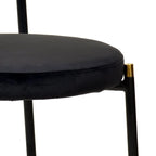 Lot de 4 chaises de salle à manger modernes avec dossier en rotin et siège en velours rembourré pour bureau à domicile, salon et cuisine