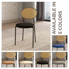 Lot de 4 chaises de salle à manger modernes avec dossier en rotin et siège en velours rembourré pour bureau à domicile, salon et cuisine