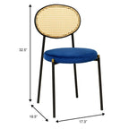 Lot de 4 chaises de salle à manger modernes avec dossier en rotin et siège en velours rembourré pour bureau à domicile, salon et cuisine
