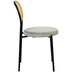 Lot de 4 chaises de salle à manger modernes avec dossier en rotin et siège en velours rembourré pour bureau à domicile, salon et cuisine