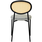 Lot de 4 chaises de salle à manger modernes avec dossier en rotin et siège en velours rembourré pour bureau à domicile, salon et cuisine
