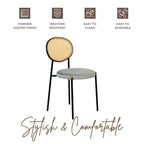 Lot de 4 chaises de salle à manger modernes avec dossier en rotin et siège en velours rembourré pour bureau à domicile, salon et cuisine