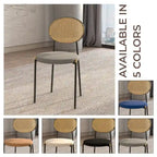 Lot de 4 chaises de salle à manger modernes avec dossier en rotin et siège en velours rembourré pour bureau à domicile, salon et cuisine