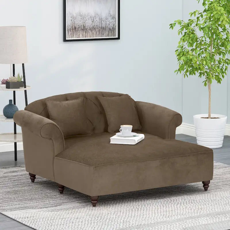 Causeuse double capitonnée contemporaine Freas avec oreillers décoratifs par   - 63,00 L x 58,50 l x 34,50 H