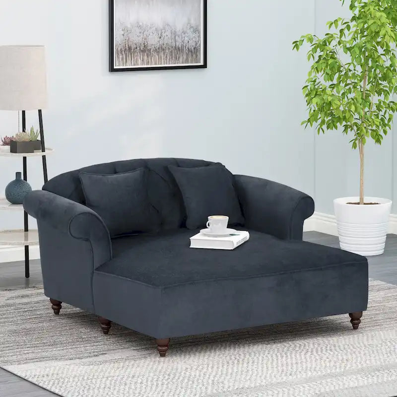 Causeuse double capitonnée contemporaine Freas avec oreillers décoratifs par   - 63,00 L x 58,50 l x 34,50 H