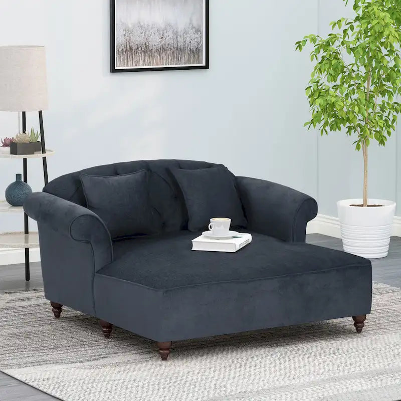 Causeuse double capitonnée contemporaine Freas avec oreillers décoratifs par   - 63,00 L x 58,50 l x 34,50 H